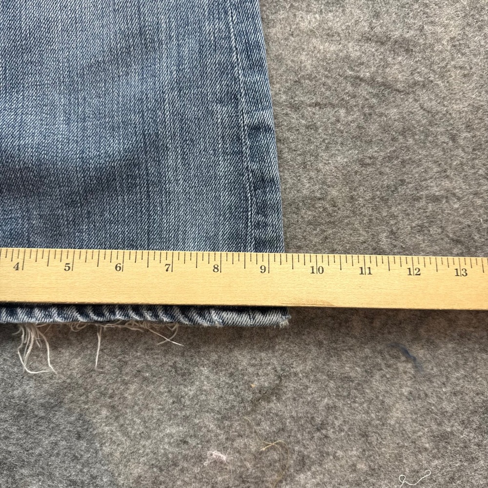 7 For All Mankind Flare Jeans Womens 28x31 Blue Distressed Cotton Made in USA - Picture 10 of 12